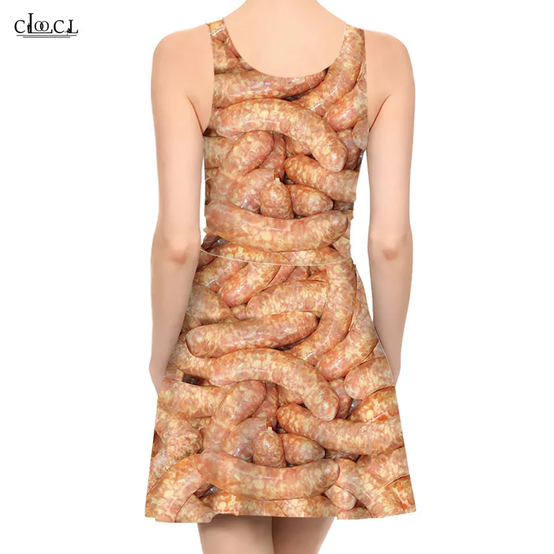 Food Sausage sukienka moda 3D Drukuj kobiecy suknia bez rękawów seksowna streetwear w damskiej odzieży 220617