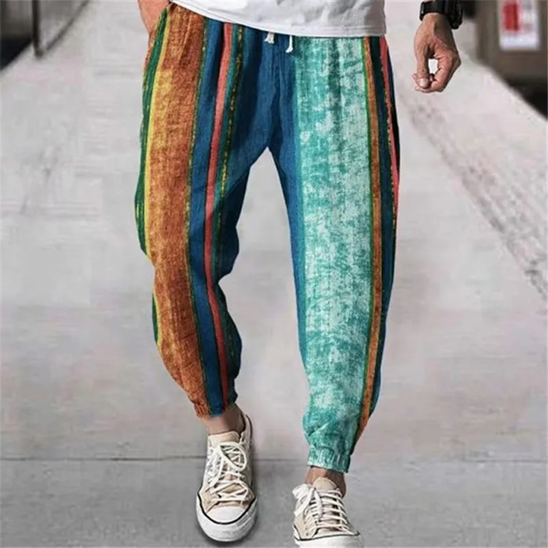 Drop Summer Wide Leg Pants Male Loose Fat Shorts Harem Chinese Style Cotton And Linen Ankle Length Beach Trousers 220715