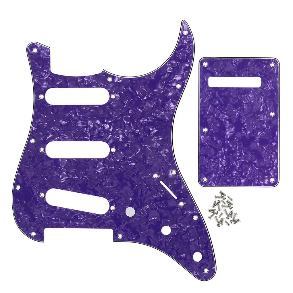 1 комплект SSS 11 отверстие Pickguard Purple Pearl 4Ply Trance Plate Plate Plate винты для электрической гитары