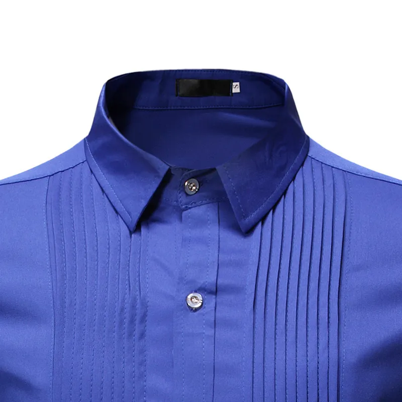 Royal Blue Wedding Tuxedo Shirt Men Brand Fashion Slim Fit Long Sleeve Mens Dress Shirts Business Casual Chemise Homme 220324