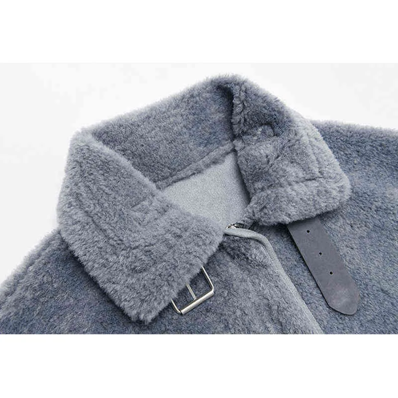 Lamb Wool Coat Winter Women A Grain Fur Lamb Coat Hairy Fur Coat Loose Lapel Overcoat Thick Warm Plus Size Female Plush Jackets L220725