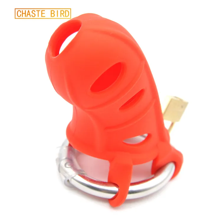 Extreme silicone blocker Chastity with Stainless Steel adjustable Ring sexy toys A310