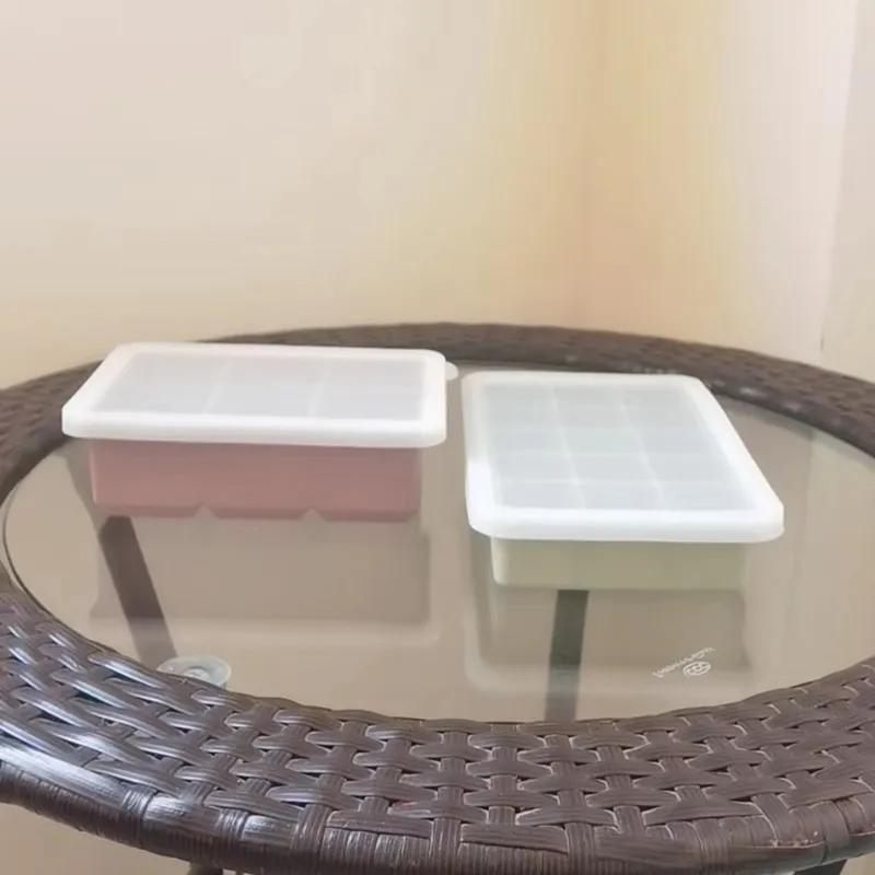Silicone Ice Cube Mold Big Grid Maker Flexible Lade met deksel keukengadgets en accessoires 220617