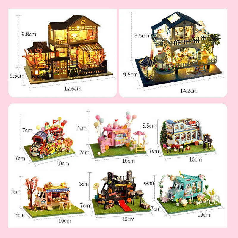 Mini Size Casa DIY Wooden Doll House Kit Miniature with Furniture Cottage Dollhouse Toys for Children Girls Xmas Gifts