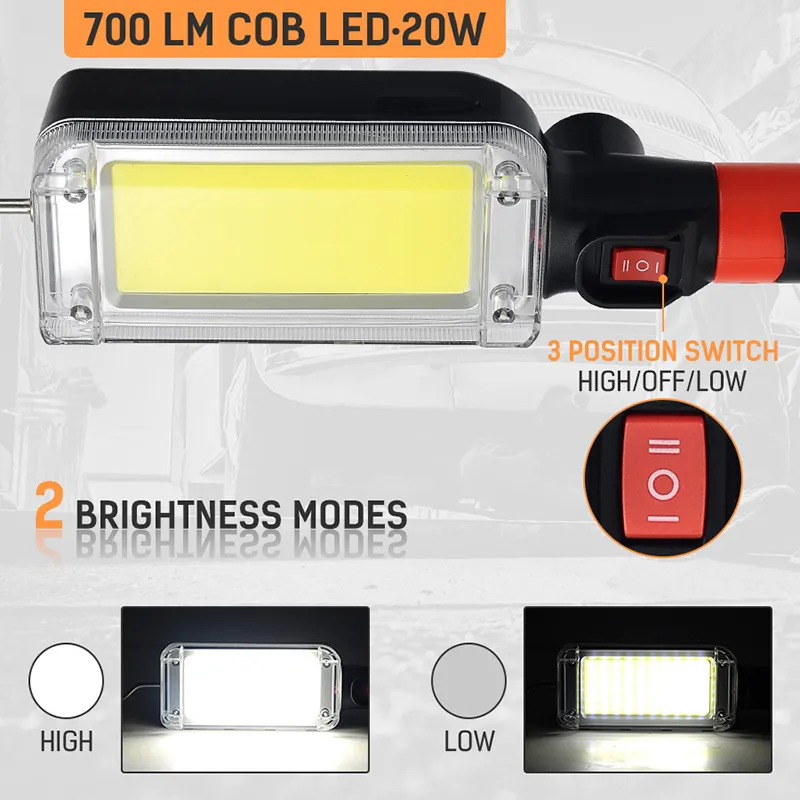 Yeni taşınabilir manyetik 100W çalışma lambası LED koçan iş ışığı usb şarj edilebilir onarım el feneri denetim iş lambası 18650