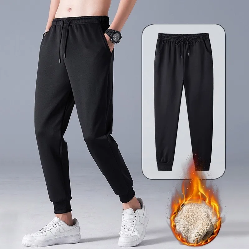 Winter Pants Men Fur Lined Joggers Woman Thick Sweatpants Drawstring Trousers Fleece Running Warm Plus Size 5XL 220325