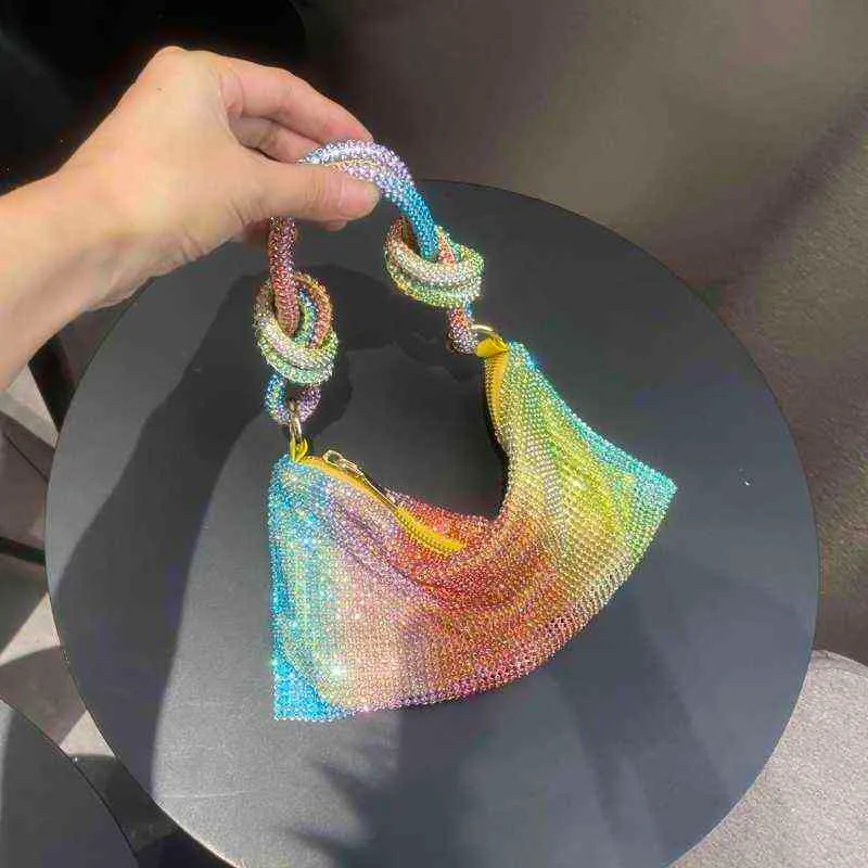 Manico brillante strass di cristallo frizione da sera borsa a tracolla hobo borse borsa designer di lusso la festa 220803
