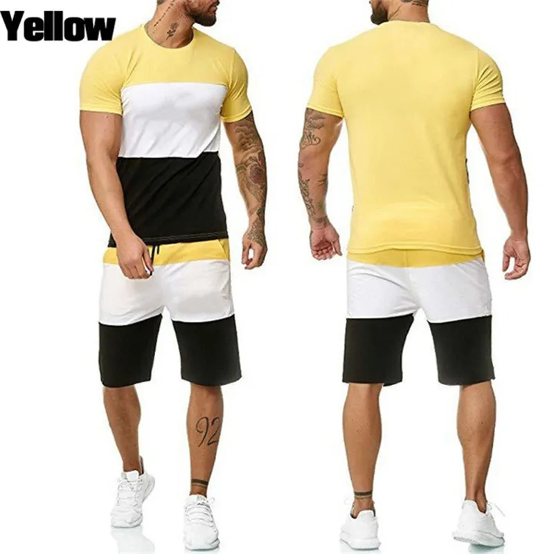 Mężczyźni Ustaw krótkie koszulki z krótkim rękawem Dopasowanie koloru dresu na zewnątrz Sport Sport Niestandardowy obraz Niestandardowy obraz Plus M-6xl 220615