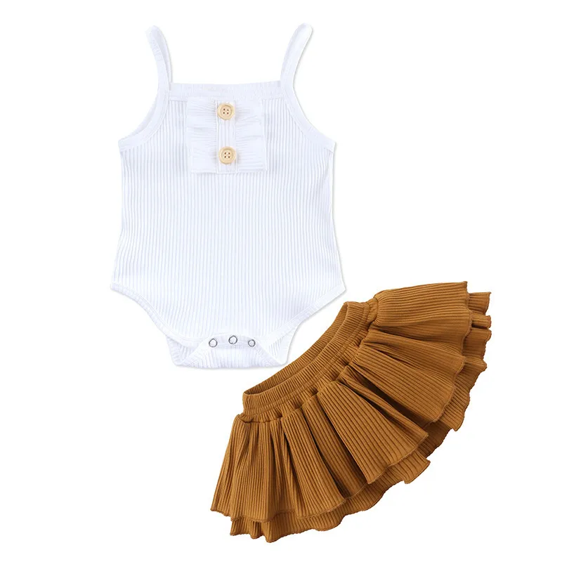 Babykläder sätter sommar romper kjolar tvådelar kläder födda kläder småbarn flickor pojkar 3-24 månader 220507