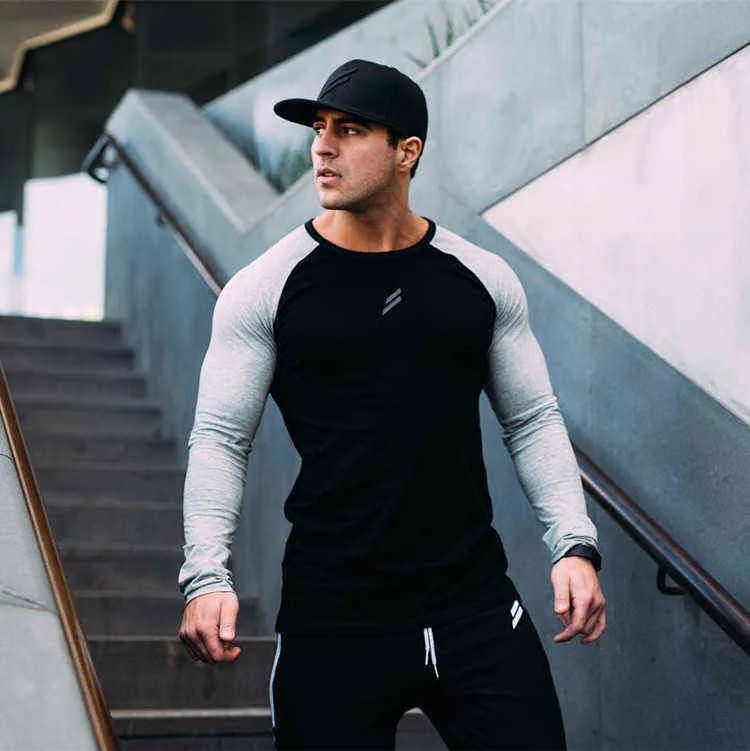 Herren Langarm T Shirts Frühling Sommer Dünne Hemden Männlich Tops Freizeit Bodybuilding Langarm Persönlichkeit Tees G220512