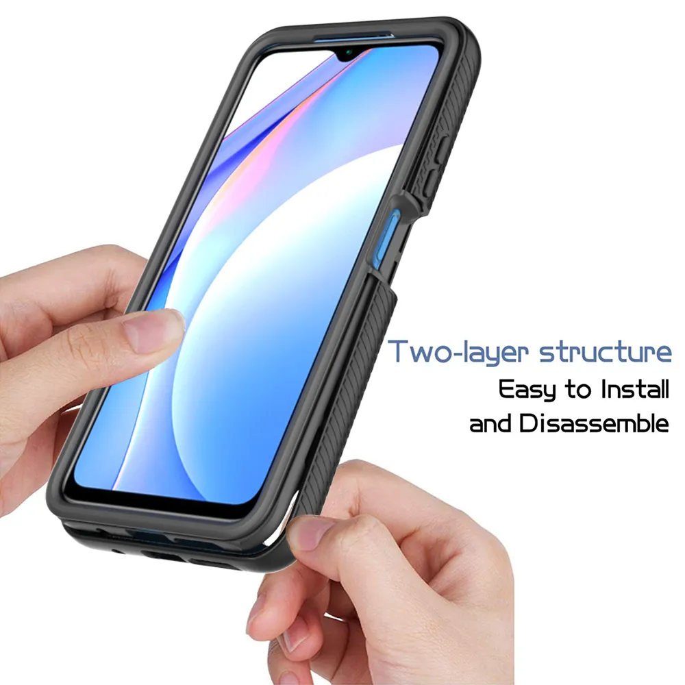 2 in 1 Hybrid Rugged Shockproof Armor Cases for Xiaomi Poco M3 Redmi 9T 9 Power Soft TPU Transparent Acrylic Frame PC Back Cover