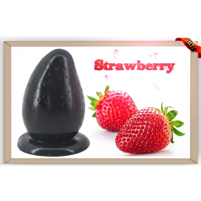 Stor stor anal plug med sugkopp Strawberry rumpa anus massage delvis enorma fyllda stoppar sexiga leksaker för kvinnliga män