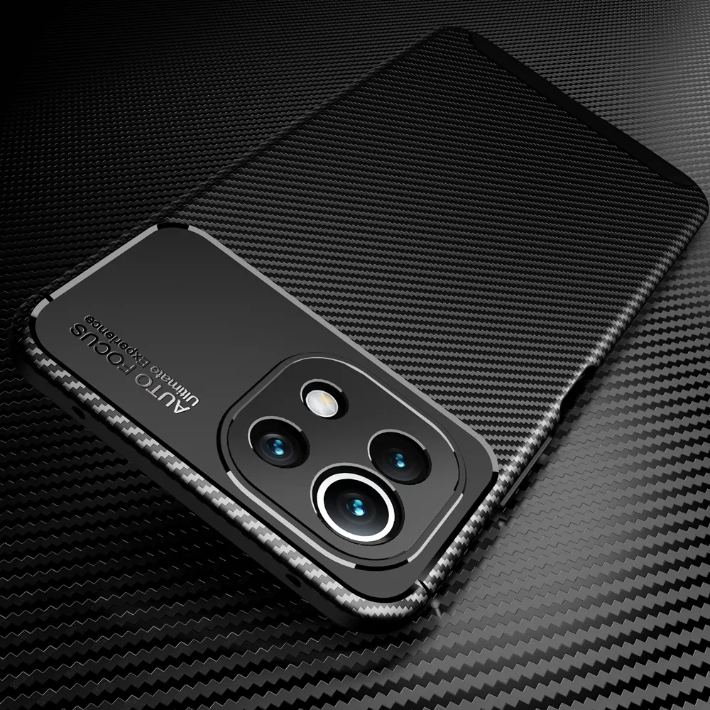 TPU Protective Cases for Xiaomi Mi 11 Lite, Carbon Fiber, Luxury, 6.55 Inch, 5g, 4g, Shockproof