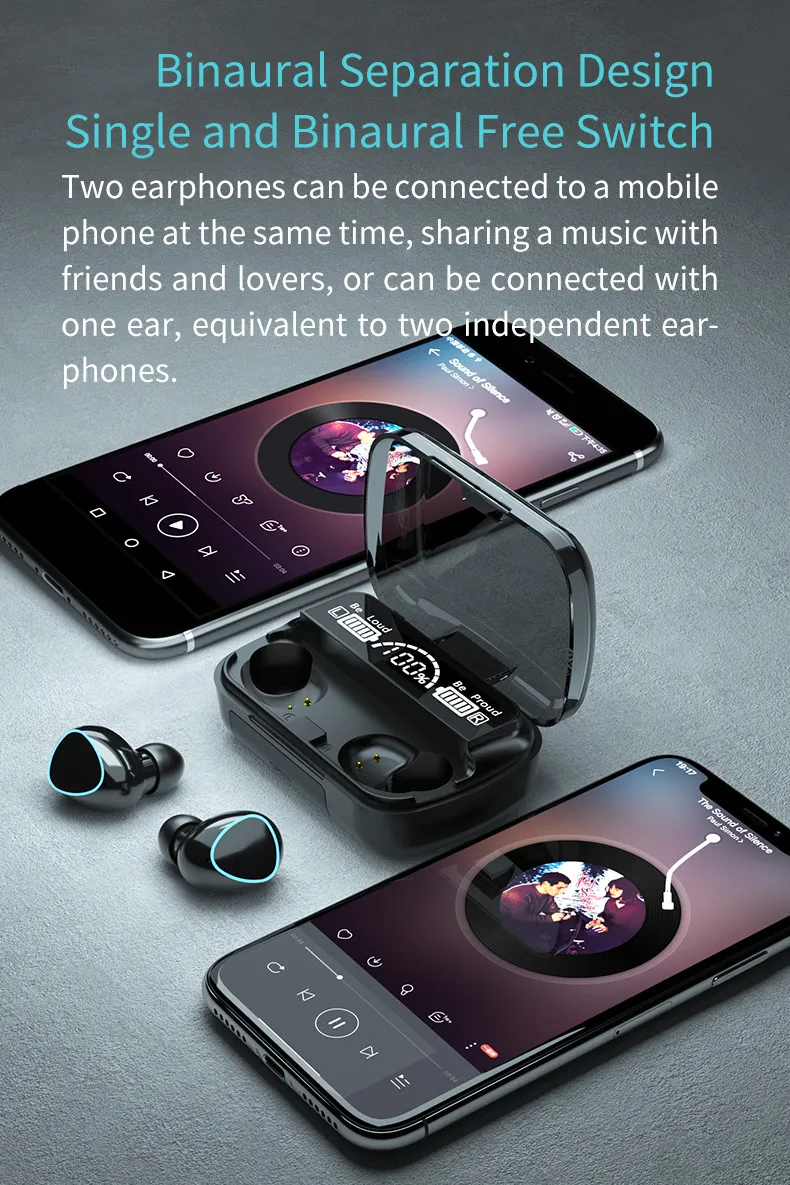 M10 TWS Bluetooth 5.1 Słuchawki LED Touch Control bezprzewodowe słuchawki z mikrofonem 9D stereo sportowe wodoodporne słuchawki słuchawkowe