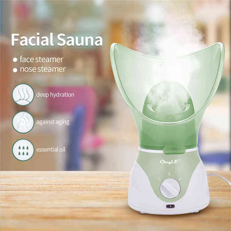 CkeyiN Face Steamer Beauty Sauna Spa Home Facial Warm Mist Humidifier Atomizer Nano Sprayer Moisturizing Unclogs Pores 220505