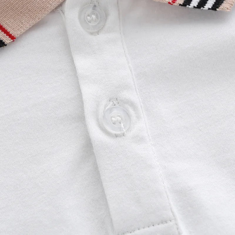 Yaz polo gömlek kızlar erkek pamuk nefes alabilen üstler kısa kollu yaka kıyafetleri dışarısı şerit gömlek okul üniforması 220607