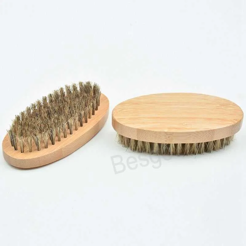Drewniane owalne broda szczotka Mężczyźni boar włosia szczotki do włosów Miękkie włosie grzebieniowe szczotki stylizacji gospodarstwa domowego łazienki do mycia