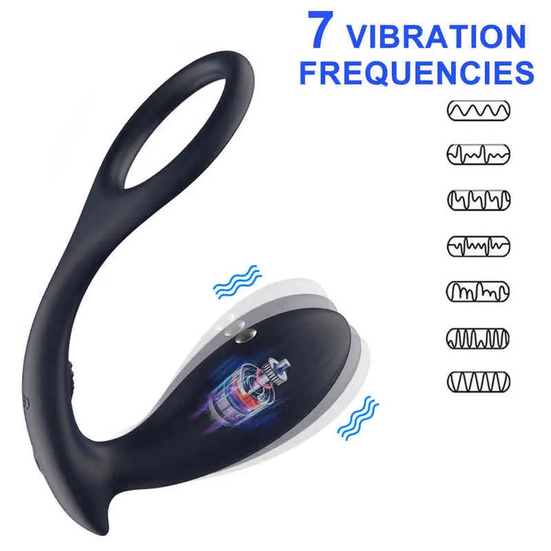 Nxy Anal Toys Vibratorﾠ Plug Men Electric Shock Vibrating Prostate Massager Vibrator avec Penis Ring Butt Sex for Adult 18+ 220506