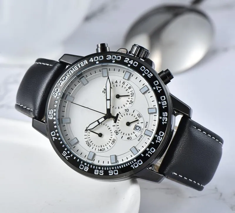 2022 Высококачественные мужские роскошные часы серии Six Stitches Все циферблаты работают Мужские кварцевые часы Европейский лучший бренд с кожаным ремешком Fas223p
