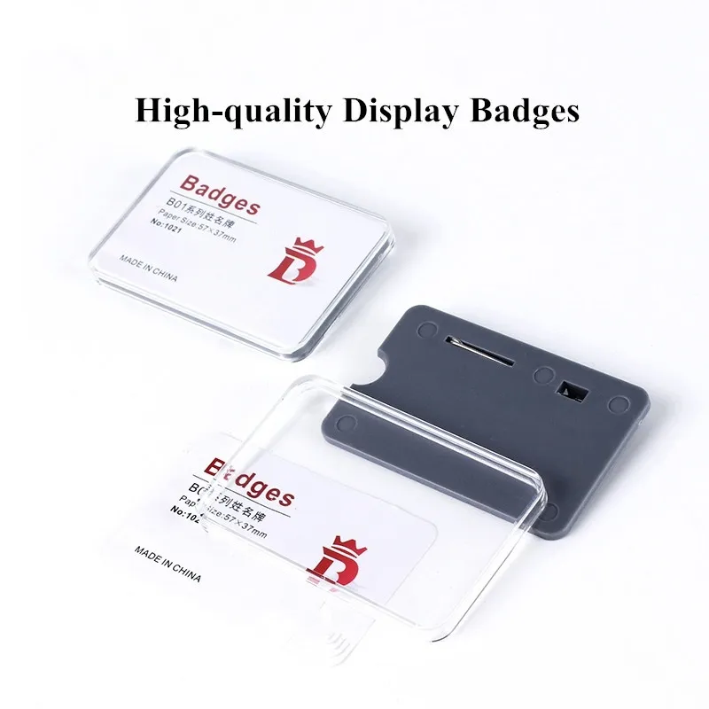 60x40mm Horizontal ID ID Badge Holder School Faculdades Escalas Escalas de Nome Corporativo Card Tags com PIN
