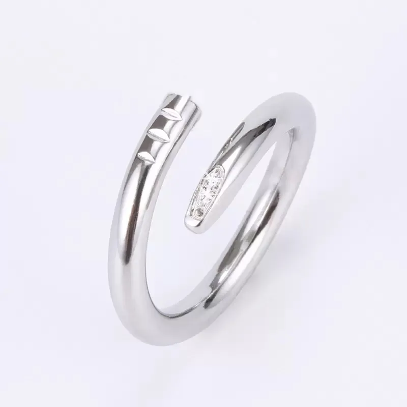 Banda anéis de unhas amor anel designer jóias titânio aço rosa ouro prata diamante cz tamanho moda clássico simples casamento noivame293i