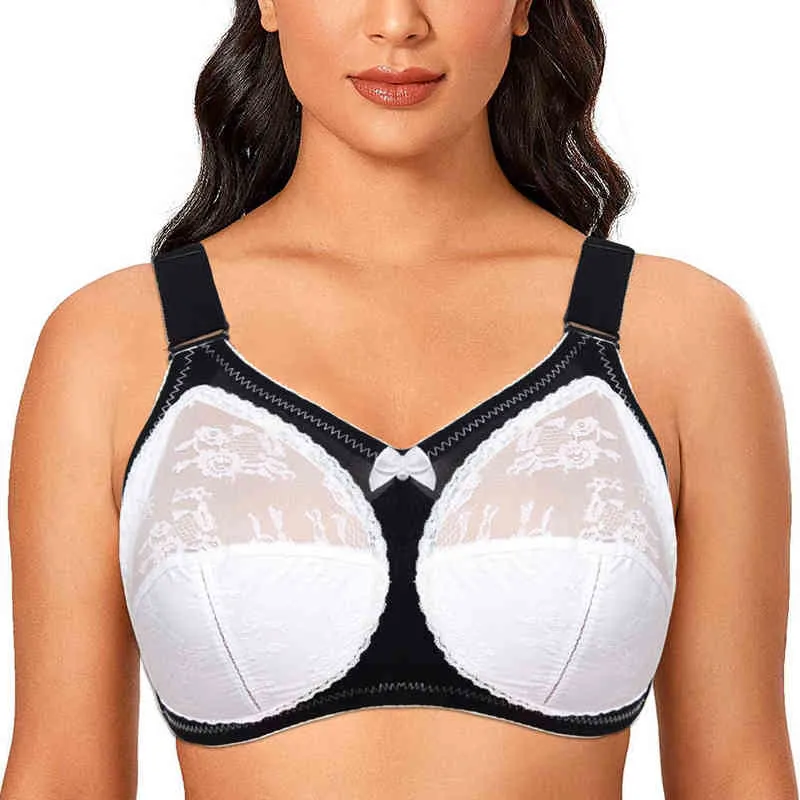 Bras For Women Large Minimizer Bras Plus Size Lace Bra Women Unlined Full Cup Large Cup Thin Wireless Customized Straps D E F G H I L220727