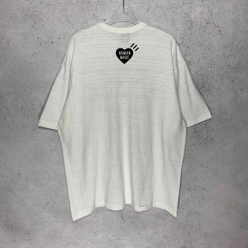 Män Kvinnor Mänskligt gjorda Vita T-shirts Högkvalitativt, andningsbar Slub Bomullsfladdermusmönster Människotillverkad T-shirt Lösa toppar med etiketter