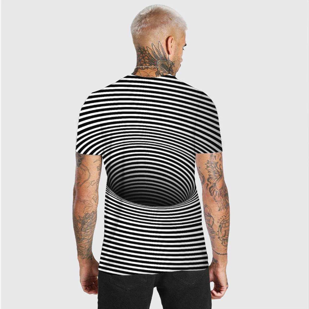 Sommar mens t-tröjor mode 3d digital utskrift vortex vision män casual lös kortärmad t-shirt andlig lös top
