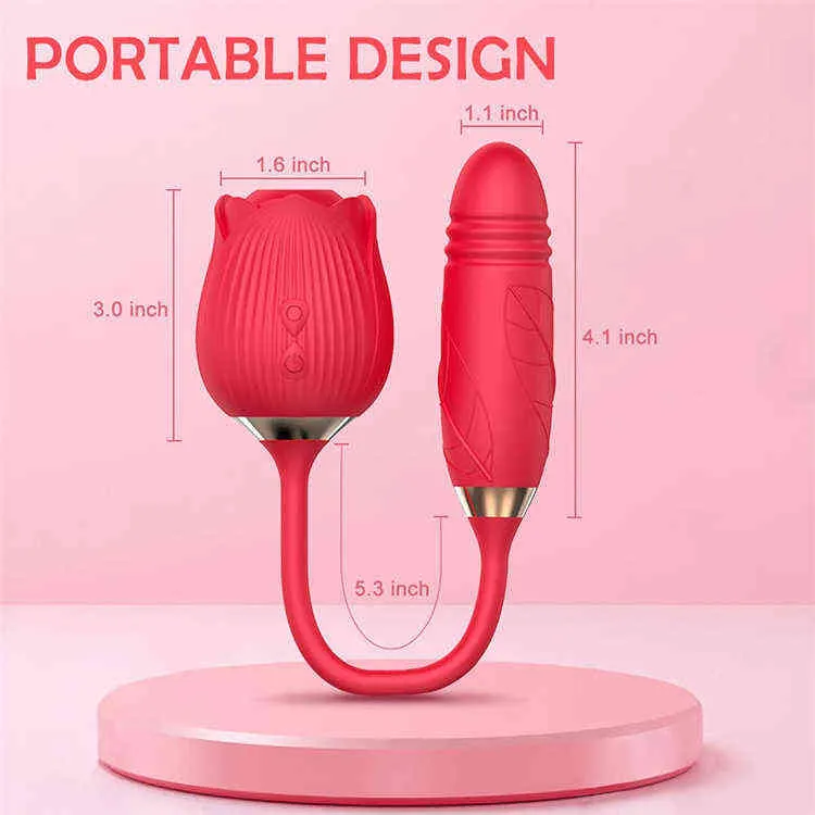 Nxy vibratorer nya två i en röd rosblomma 2 0 vuxen tunga licker massager dildo dubbel sex leksak för kvinnor 04111573446