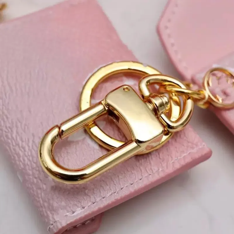 Designer unisex lettera portafoglio portachiavi portachiavi moda borsa ciondolo auto catena fascino fiore rosa mini borsa gingillo regali accessori285n