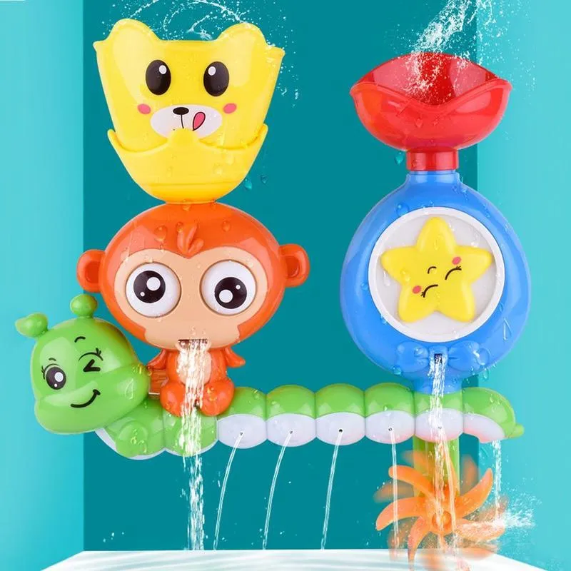 DIY Baby Bath Toys Sedction Puchar marmurowy wyścig run tor łazienka wanna małpa woda zraszacza gra dla dzieci 220531