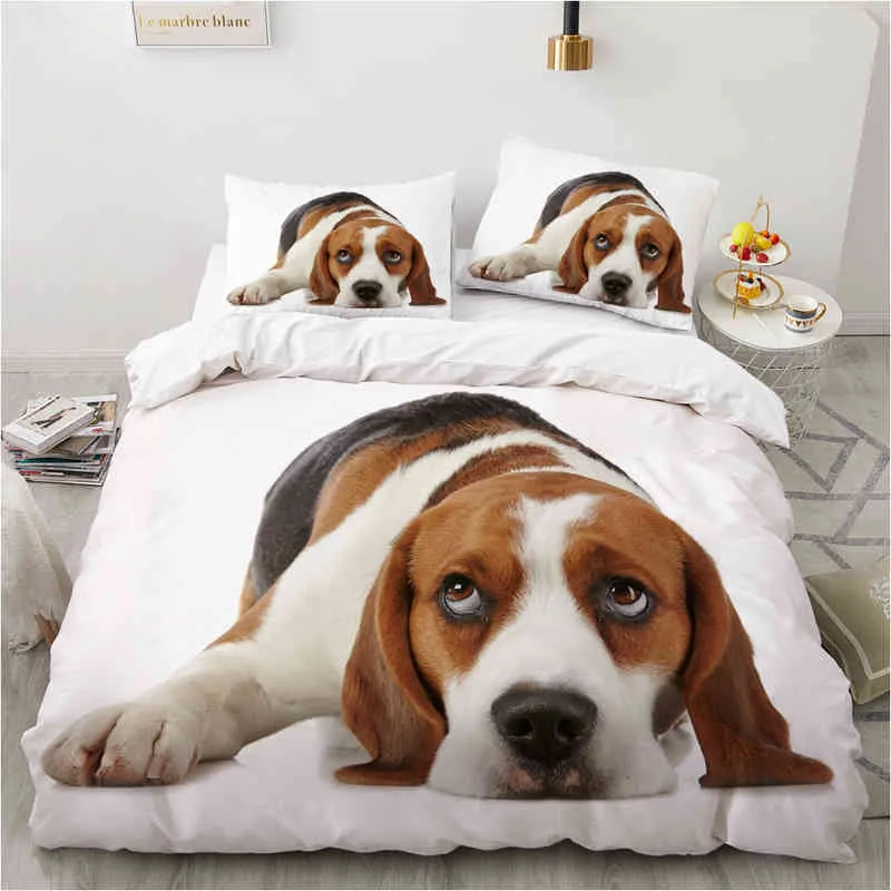 Ensemble de literie de luxe 3d Europe reine roi Double housse de couette lin confortable couverture/ensemble de couette Animal couché