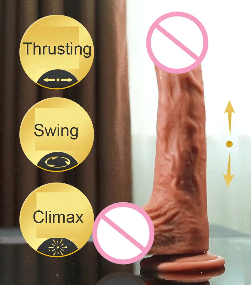 Telescopische stuwkrachtverwarming dildo vibrator g-spot massage swing enorm realistische penis sexy speelgoed voor vrouwelijke producten