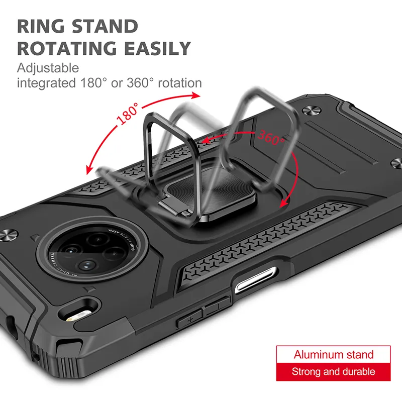 Étui magnétique antichoc avec anneau de doigt en métal pour Huawei Y9A, 6.63 pouces, coque arrière de protection en TPU rigide pour PC