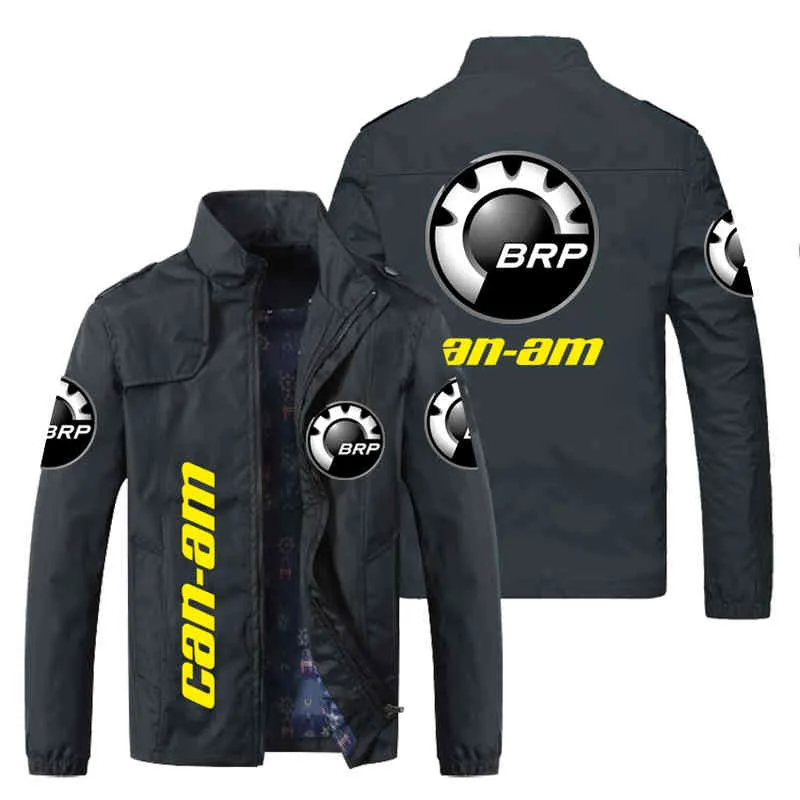 2022 Wiosna Jesień Męskie Kurtki BRP Can-AM Print Zipper Trend Bomber Men Windbreaker Motocykl Racing