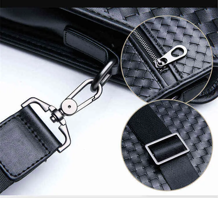 Mänskortsoljer Ny mode Men portfölj Business Travel Bag Woven Male Handbag Casual Shoulder Crossbody Laptop Messenger för Man 220622