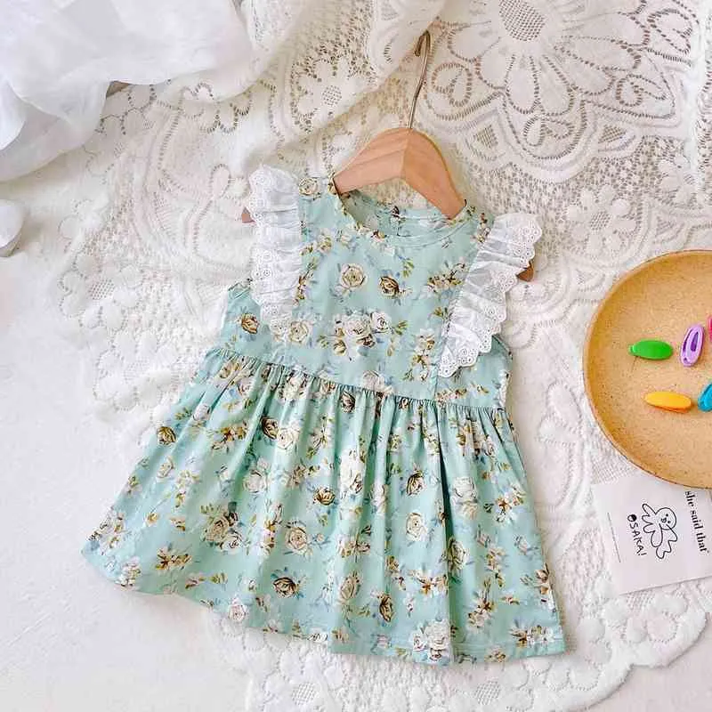 Sanlutoz Summer Princess Lace Baby Girls Olcyless Dress Dress Flower Cotton Dresses G220518