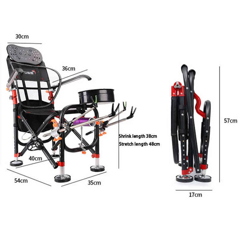 NOVITÀ Sedia da pesca da spiaggia Robusto portante esterni Set pieghevole reclinabile multifunzione H220418