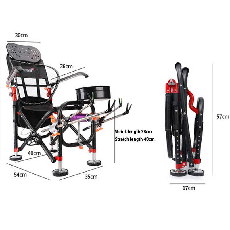 Nueva silla de pesca para playa, juego plegable para exteriores con carga fuerte, sillón reclinable multifunción H220418