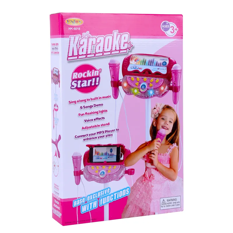 الأطفال كاريوكي آلة أغنية ميكروفون الوقوف أضواء لعبة تدريب الدماغ لعبة للأطفال ألعاب تعليمية هدية عيد ميلاد- الوردي 220419