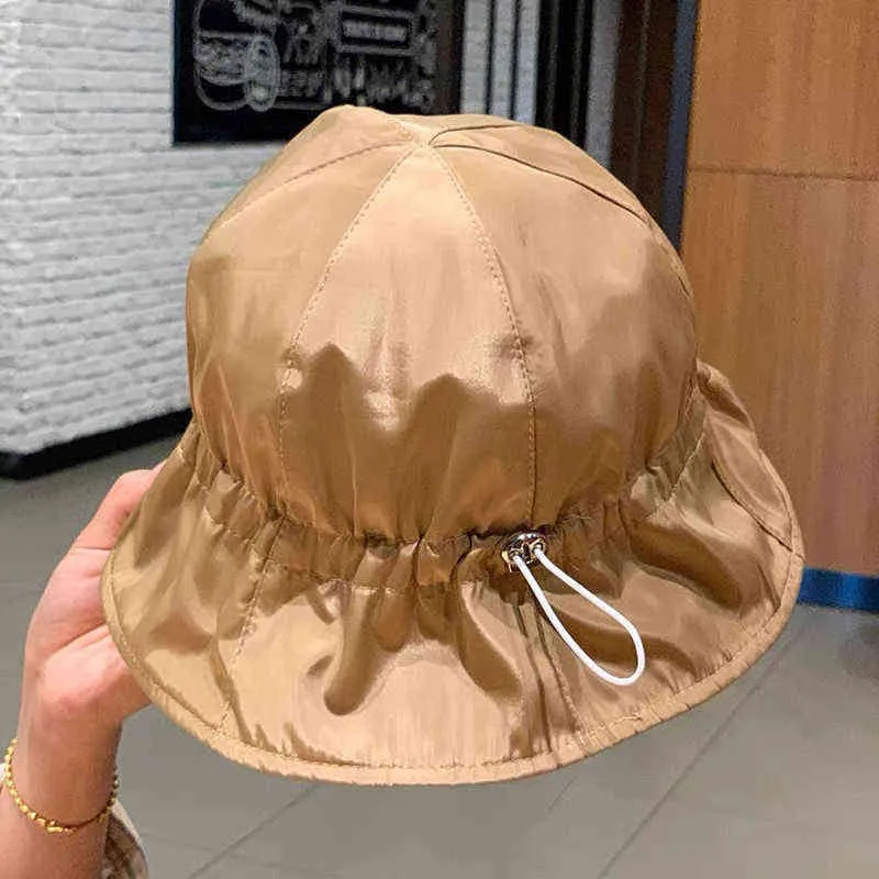 Nouveau Mode Cordon De Pêcheur Chapeau Femmes Panama Noir Seau Chapeau De Pêche Cap Pêcheur Casquettes Hip Hop Casual Sun Cap pour Fille G220418