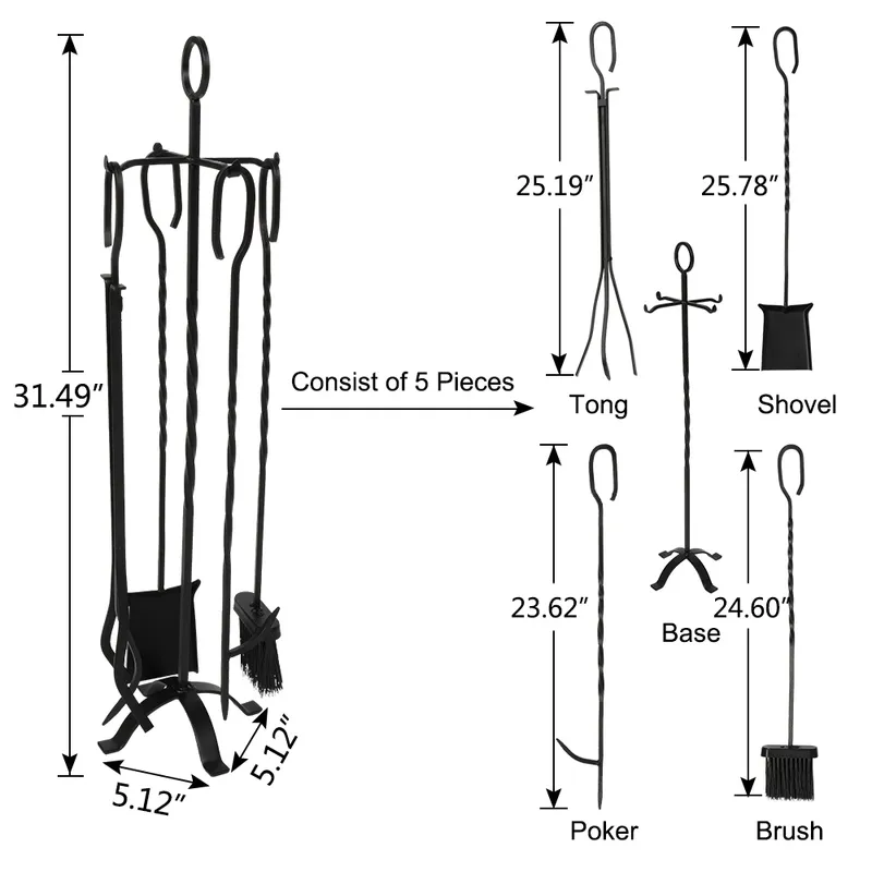 5 in 1 Multifunzione Flat Iron Cross Base Clean up Pellet Stufa a legna camino Strumento la casa el Camino Decorazione 220505