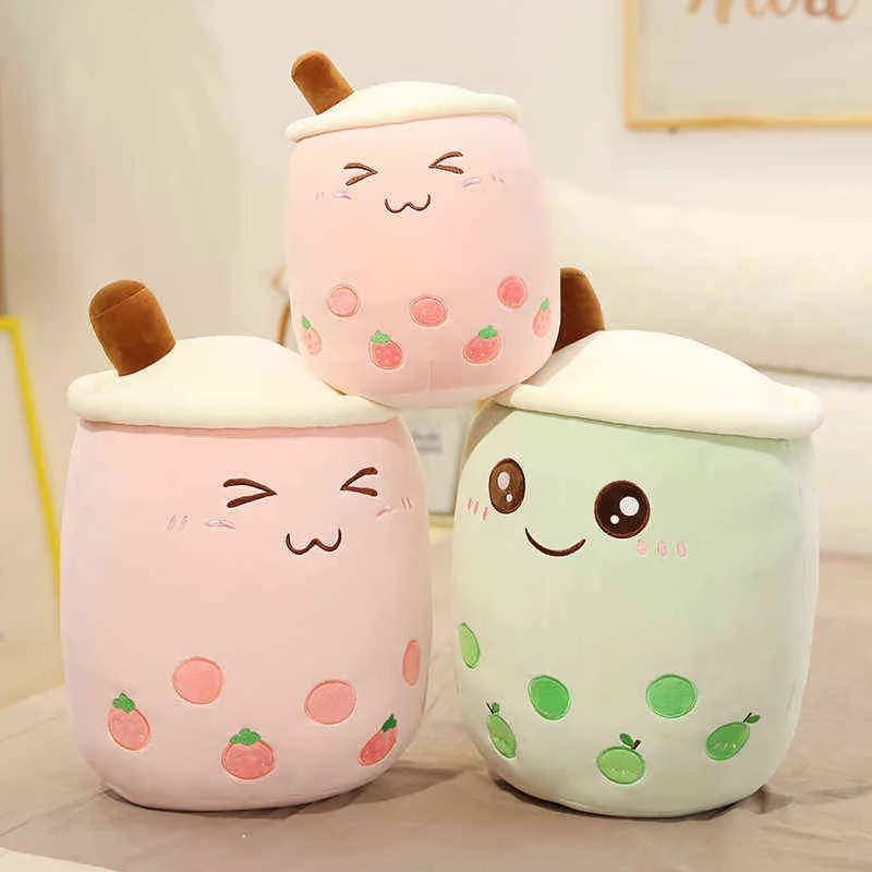 CM Cartoon Bubble Tea Cup -vormig kussen Kloof speelgoed Real Life Gevulde zachte rug grappige doodsgeschenken voor kinderen verjaardag J220704