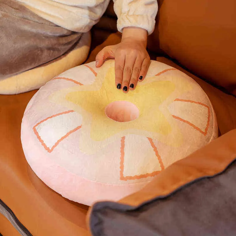 Cm Soft Suower Cuddle Stuffed Donut Plush Cushion Chair Mat Home Office Decor Sweet gift For Girlfriend J220704