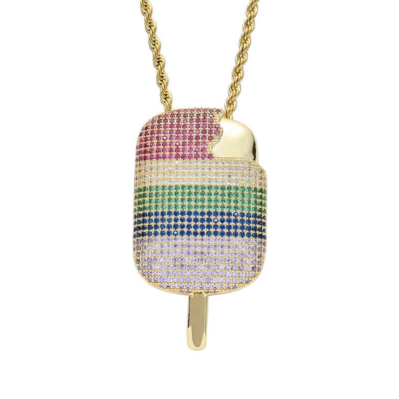 Colorful maschile di moda personalizzato versatile set rame set zircone gelato collana ciondolo