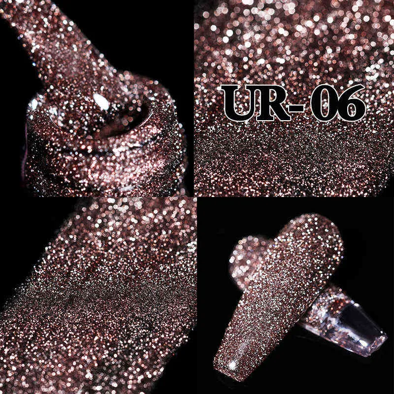 Nail Gel Toy 7 5ml Rosa Reflekterande Glitter Polsk Silver Lila Sequins Söt av UV Art Manicuring 0328