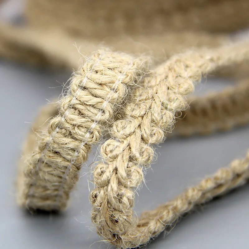 Corde de Jute en dentelle de chanvre mille-pattes 10m x 10mm, ruban de couture, fil de lin naturel, artisanat fait à la main pour décoration de fête DIY