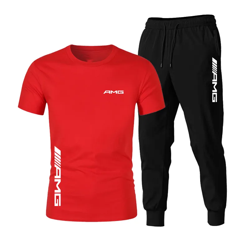 Été AMG mode tendance hommes s costume personnalisé impression sport à manches courtes t-shirt pantalon décontracté 220719