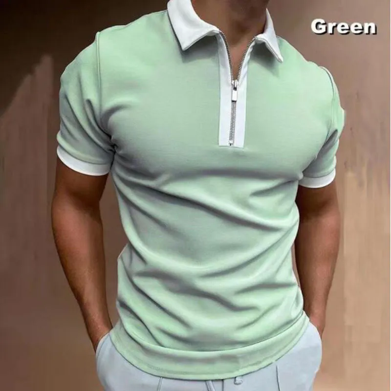Chemise de golf d'été pour hommes simple couleur unie revers demi-zip à manches courtes t-shirt affaires décontracté grande taille polo 220616