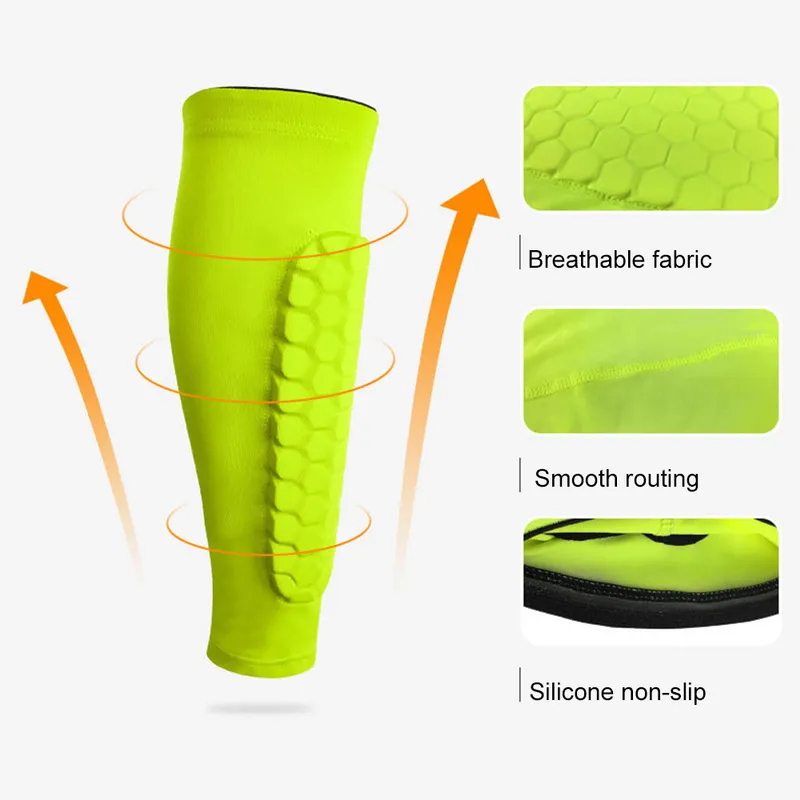 Honeycomb Shields Soccer Guard Fútbol Legging Shin Pads Pierna Mangas Adulto Soporte Equipo de protección Canilleras 220616